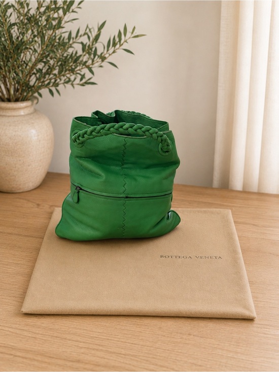 Bottega Veneta Handbags - Bottega Veneta Braided-Trim Knot Shoulder Bag in Green